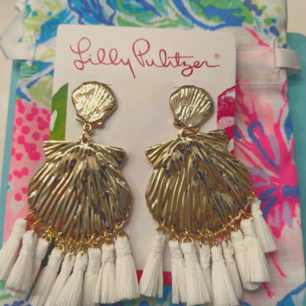 Lilly Pulitzer Gold Earrings with White Accents